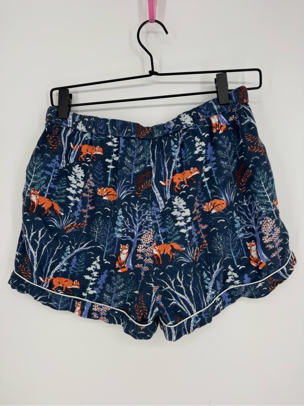 Printfresh Fox & Folklore Small Flannel Pajama Shorts Navy Blue Loungewear Cozy - Picture 3 of 5